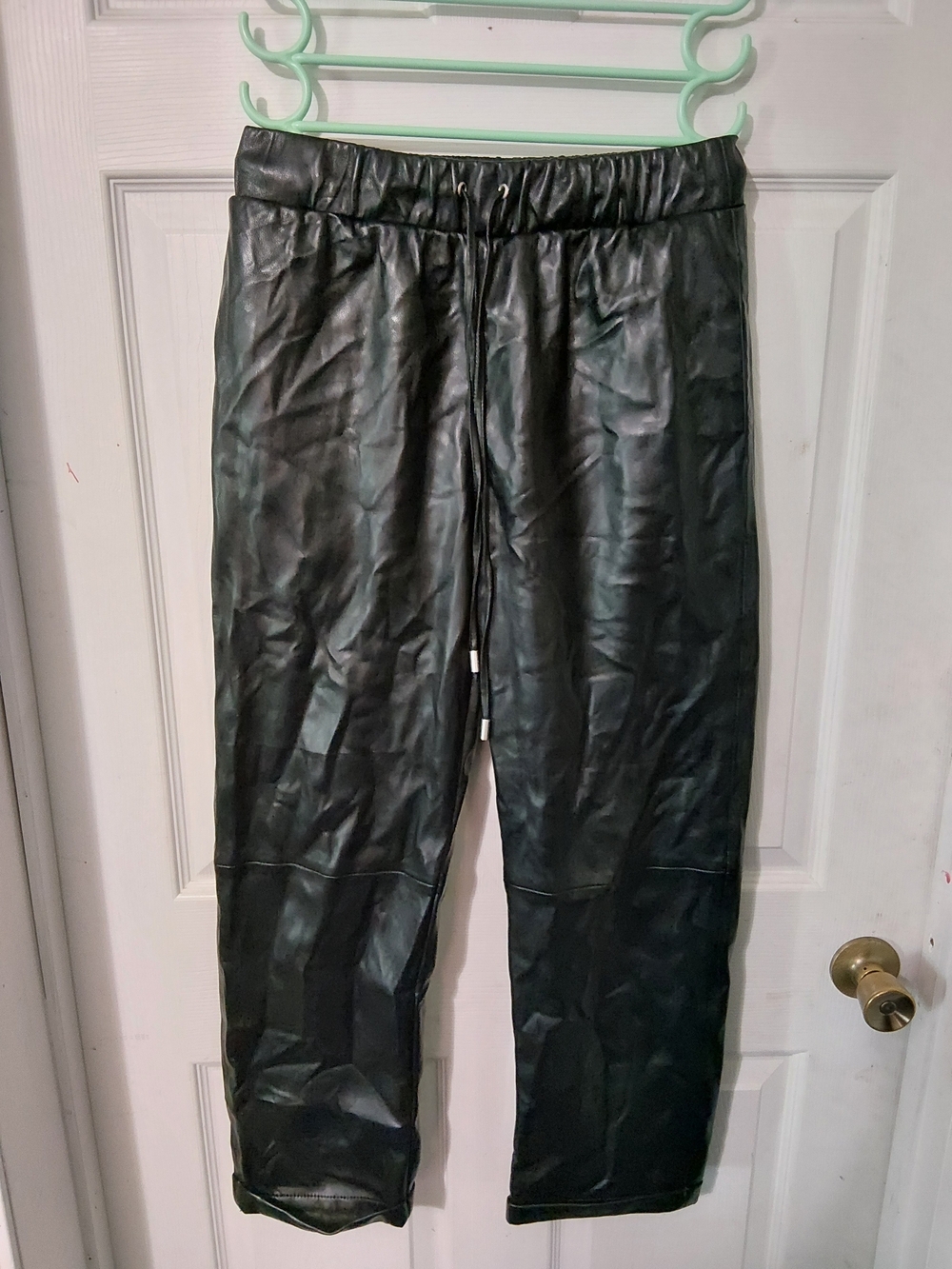Evereve Black Faux Leather Jogger Pants